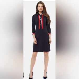 Madderson London Maternity Shirt Dress Women Size 14 Red Ruffle Gold Buttons